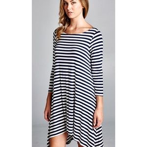 🆕 NEW Black & White Striped Mini Dress Tunic Top